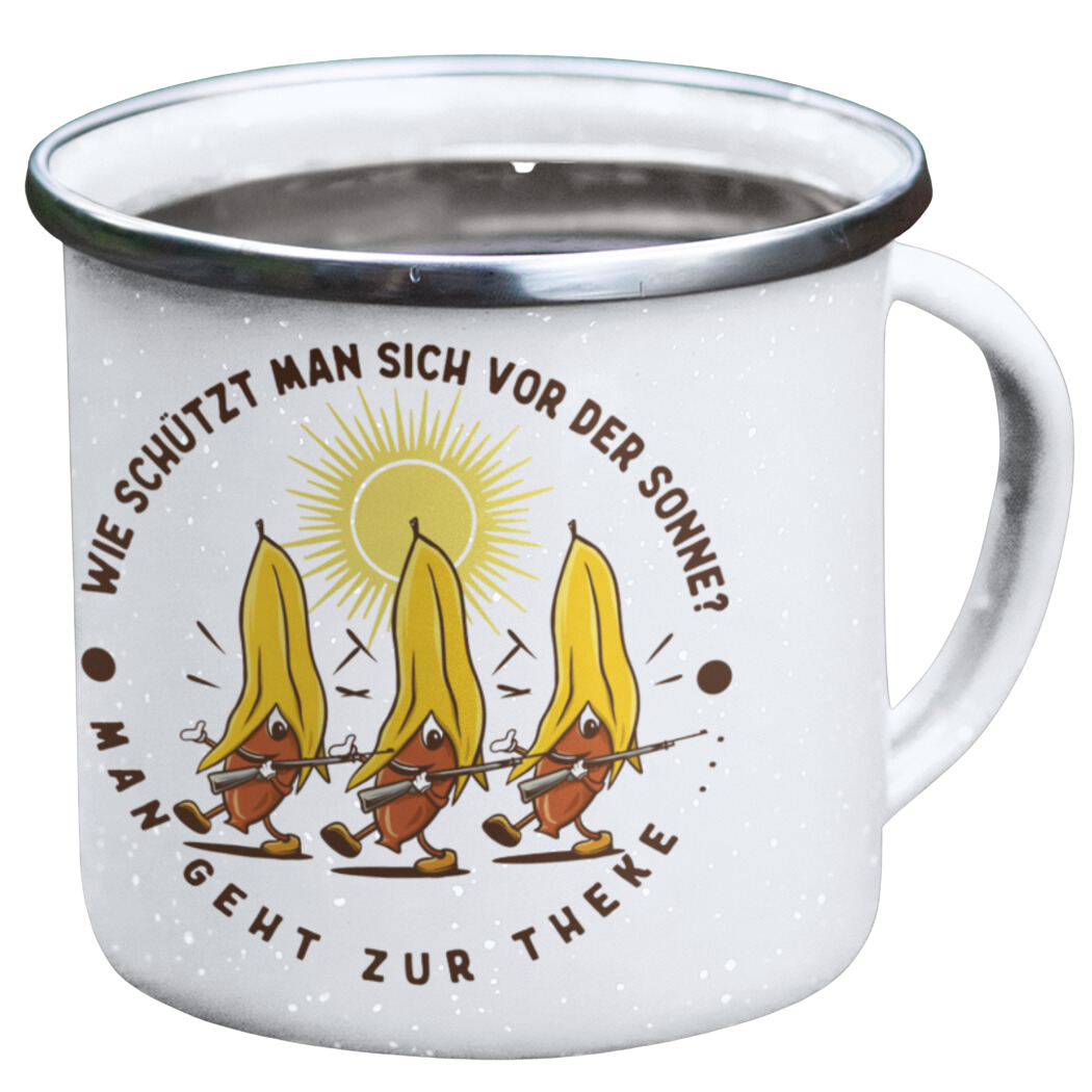 Emaille Tasse "Zur Theke"