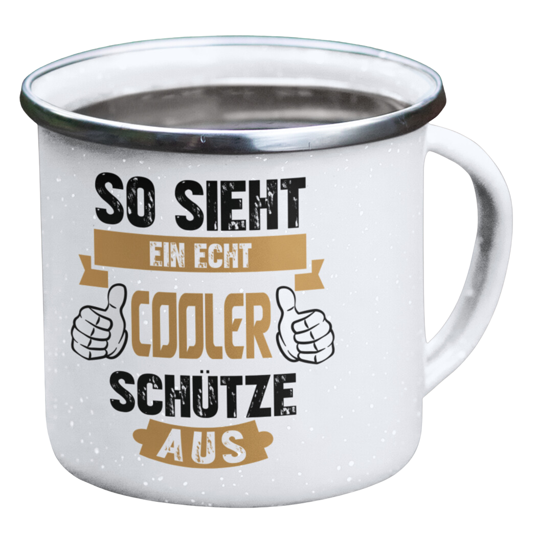 Emaille Tasse "Cooler Schütze"