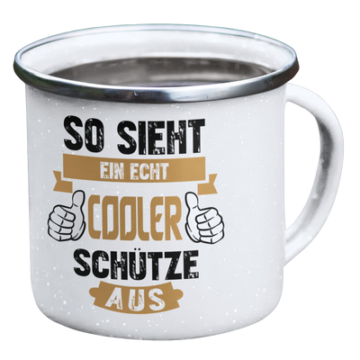 Emaille Tasse "Cooler Schütze"