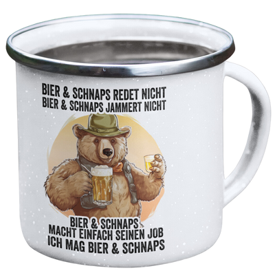 Emaille Tasse "Bier & Schnaps"