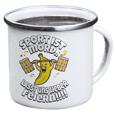 Emaille Tasse "Sport ist Mord II"