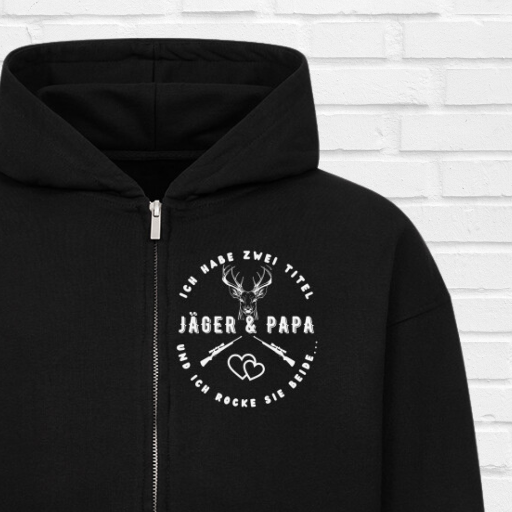 Premium  Zipper Hoodie "Jäger & Papa" Brustprint