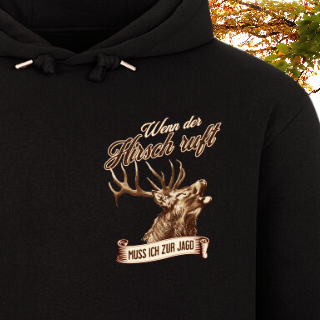 Classic Hoodie "Der Hirsch ruft" Frontprint klein