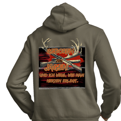 Classic Hoodie "Geboren zum Jagen" Backprint