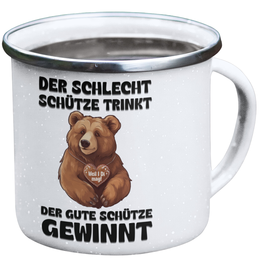 Emaille Tasse "Gewinnt"