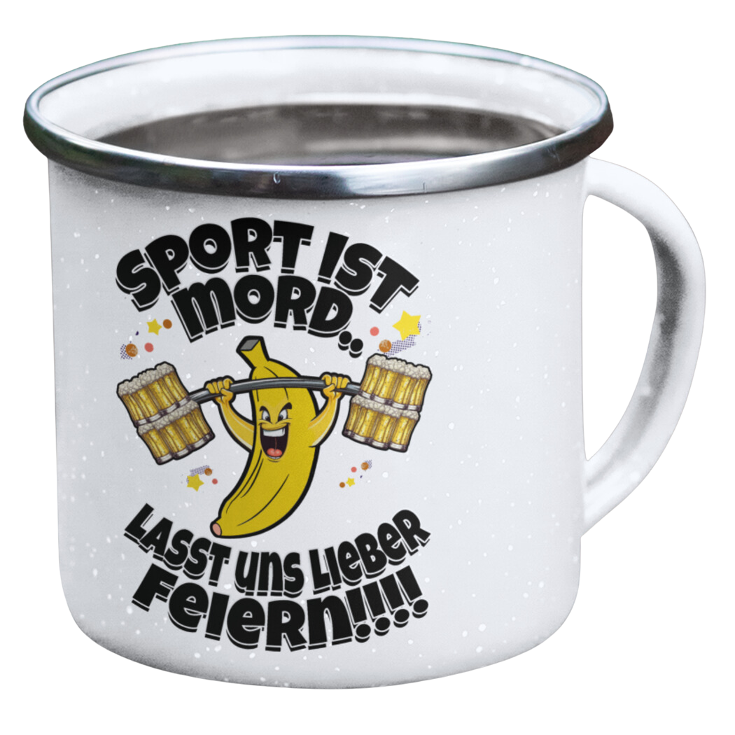 Emaille Tasse "Sport ist Mord I "