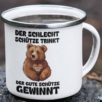 Emaille Tasse "Gewinnt"